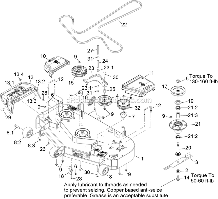 Deck Assembly Diagram and Parts List for PNS22KA483 (920000-999999)(2011) Exmark Lawn Mower