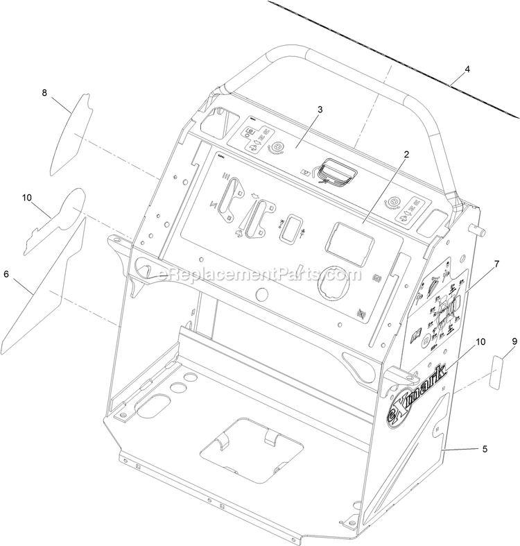 Control Tower With Decals Assembly Diagram and Parts List for VTS691CKA48400 (400000000-402082299)(2017) Exmark Lawn Mower