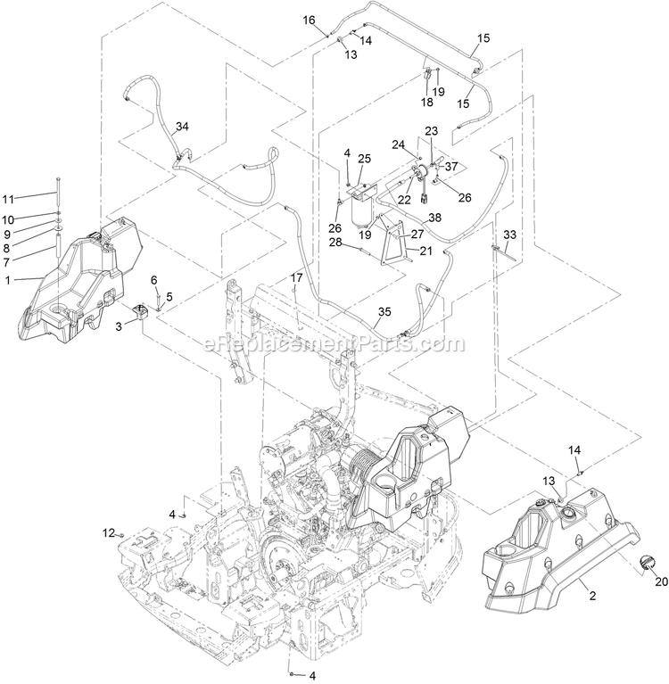 Fuel Assembly Diagram and Parts List for LZS88CDYM96RW0 (406294345-408644345)(2020) Exmark Lawn Mower