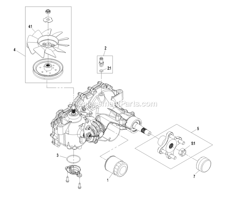 Transaxle Assembly Diagram and Parts List for QST20BE422 (790000-849999)(2009) Exmark Lawn Mower