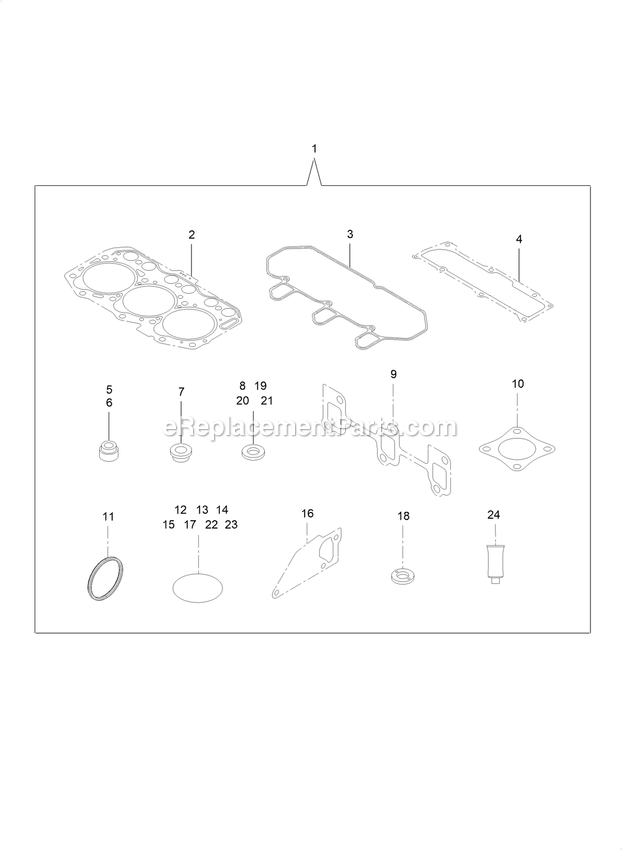 Gasket Set Diagram and Parts List for LZS80TDYM72RW0 (408644346-411294211)(2021) Exmark Lawn Mower