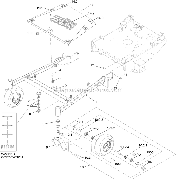 Frame Assembly Diagram and Parts List for TTX691CKA60400 (315000000-315999999)(2015) Exmark Lawn Mower