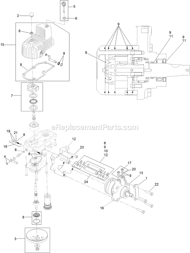 Rh Hydro Assembly Diagram and Parts List for LZE742GKC524A2 (316000000-399999999)(2016) Exmark Lawn Mower