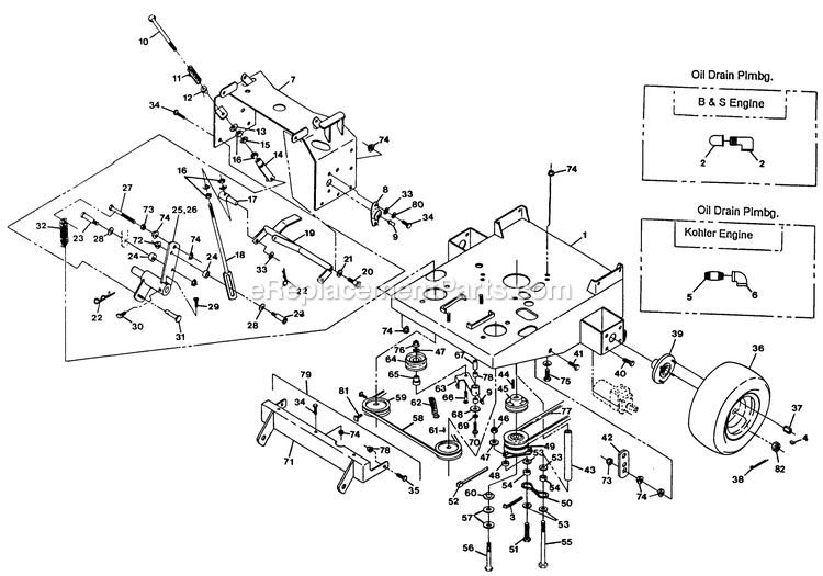 Engine Deck Group Diagram and Parts List for TTH-20KC (90000-101999)(1994) Exmark Lawn Mower