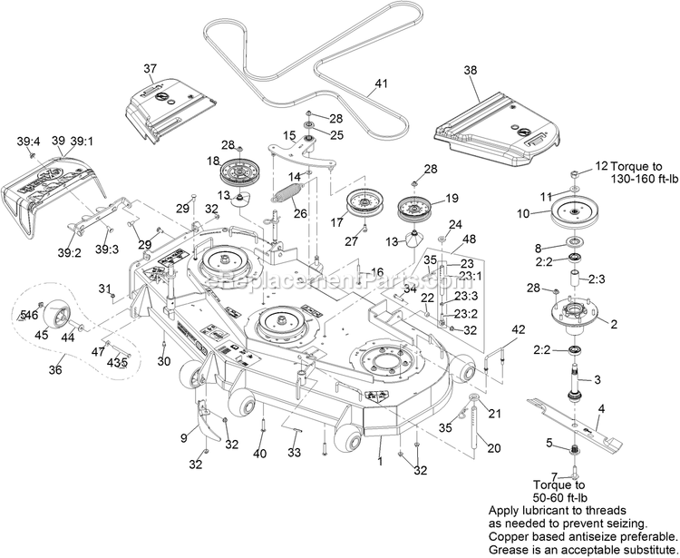 Deck Assembly Diagram and Parts List for TTX680PKC60400 (400000000-402082299)(2017) Exmark Lawn Mower