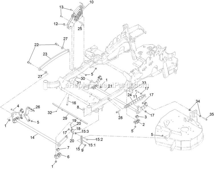 Deck Lift Assembly Diagram and Parts List for LZE600GKA484A2 (315000000-315999999)(2015) Exmark Lawn Mower