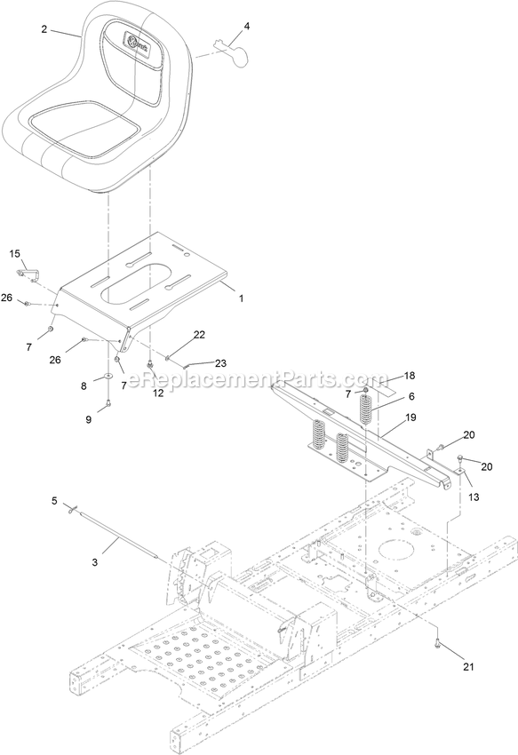 Seat Assembly Diagram and Parts List for QTE452CEM42100 (316000000-399999999)(2016) Exmark Lawn Mower