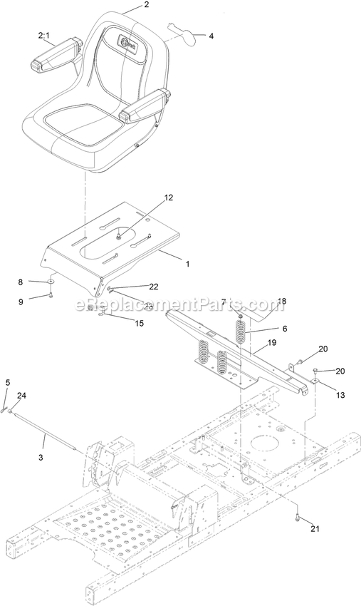 Seat Assembly Diagram and Parts List for QTE708GEM54100 (315000000-315999999)(2015) Exmark Lawn Mower