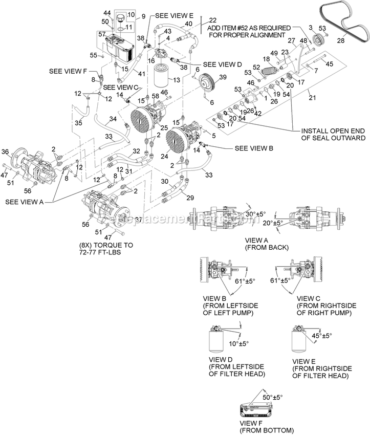 Hydraulic Group Diagram and Parts List for FR20KC (600000-669999)(2006) Exmark Lawn Mower