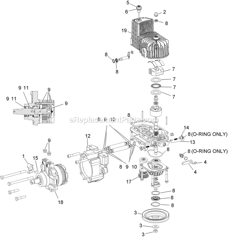 Hydraulic Group (2) Diagram and Parts List for LZA20KAS484 (850000-919999)(2010) Exmark Lawn Mower