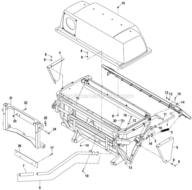 Hopper Assembly Diagram and Parts List for LHPUVD5256 (720000-789999)(2008) Exmark Lawn Tractor Accessories