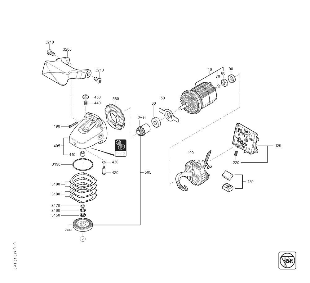  Diagram and Parts List for AKFH18-5AS 71380500940 Fein Beveler