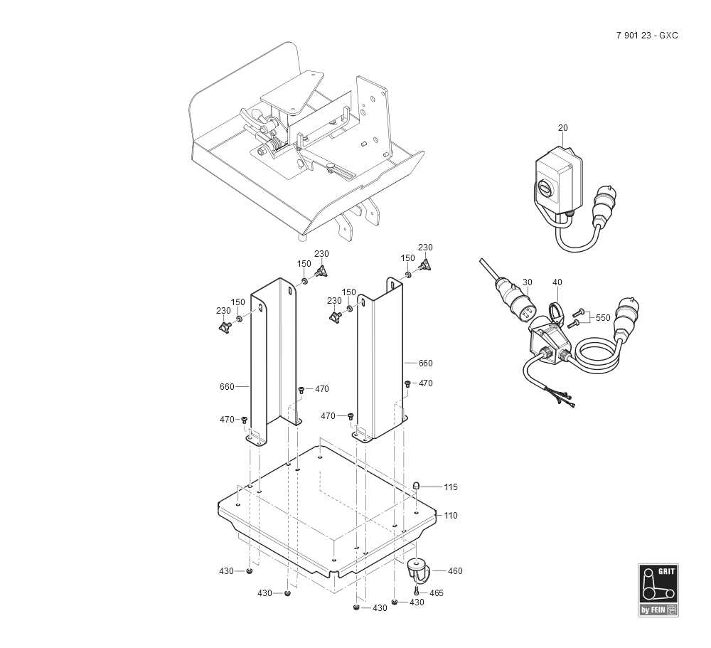  Diagram and Parts List for GRITGXC 79012312233 Fein Belt or Drum Sander
