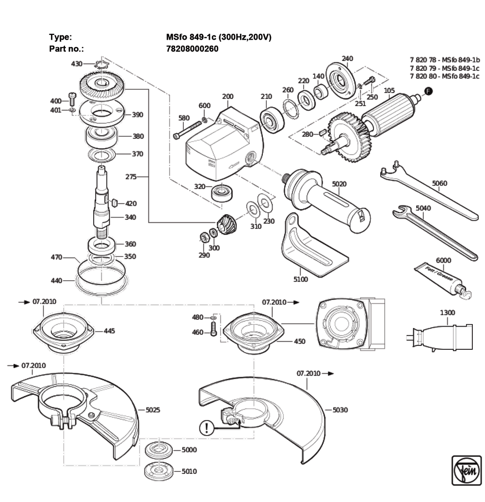 Figure 0 Diagram and Parts List for 78207900200  Fein Sander Polisher