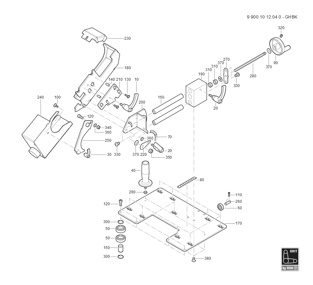  Diagram and Parts List for GRITGHBK 99001012040 Fein Belt or Drum Sander