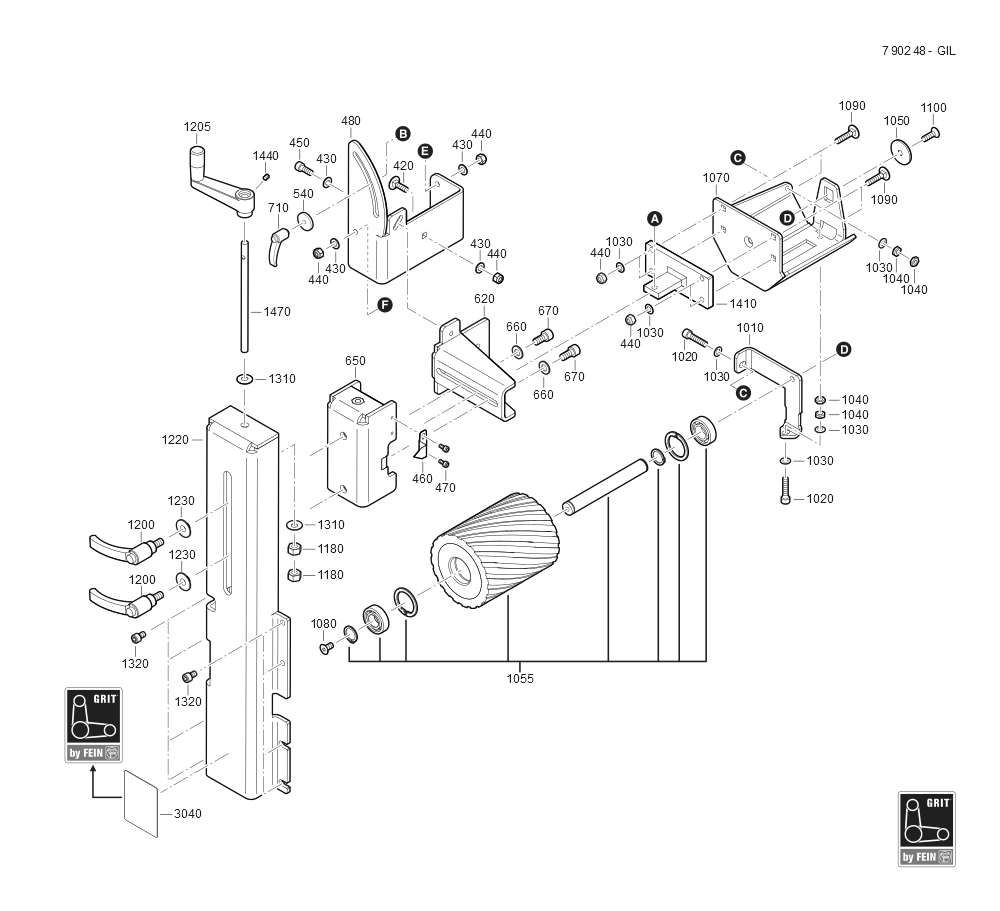  Diagram and Parts List for GRITGIL 79024800403 Fein Belt or Drum Sander