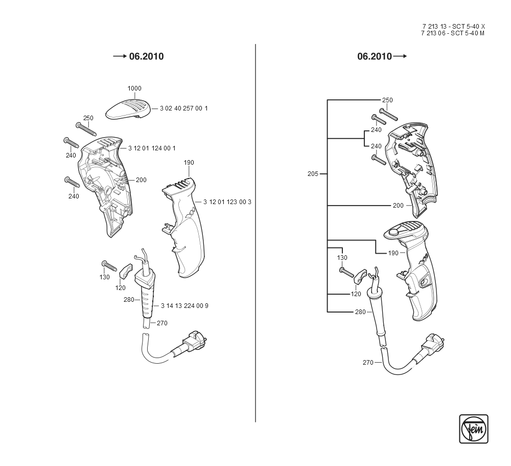  Diagram and Parts List for SCT5-40X 72131313110 Fein Electric Drill