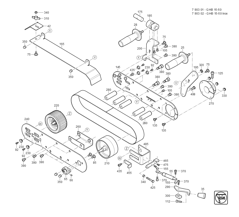  Diagram and Parts List for GRITGHB15-50 79030109124 Fein Belt or Drum Sander