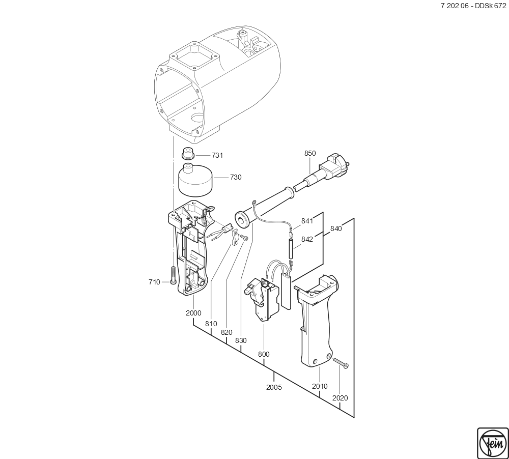  Diagram and Parts List for DDSK672 72020600048 Fein Electric Drill
