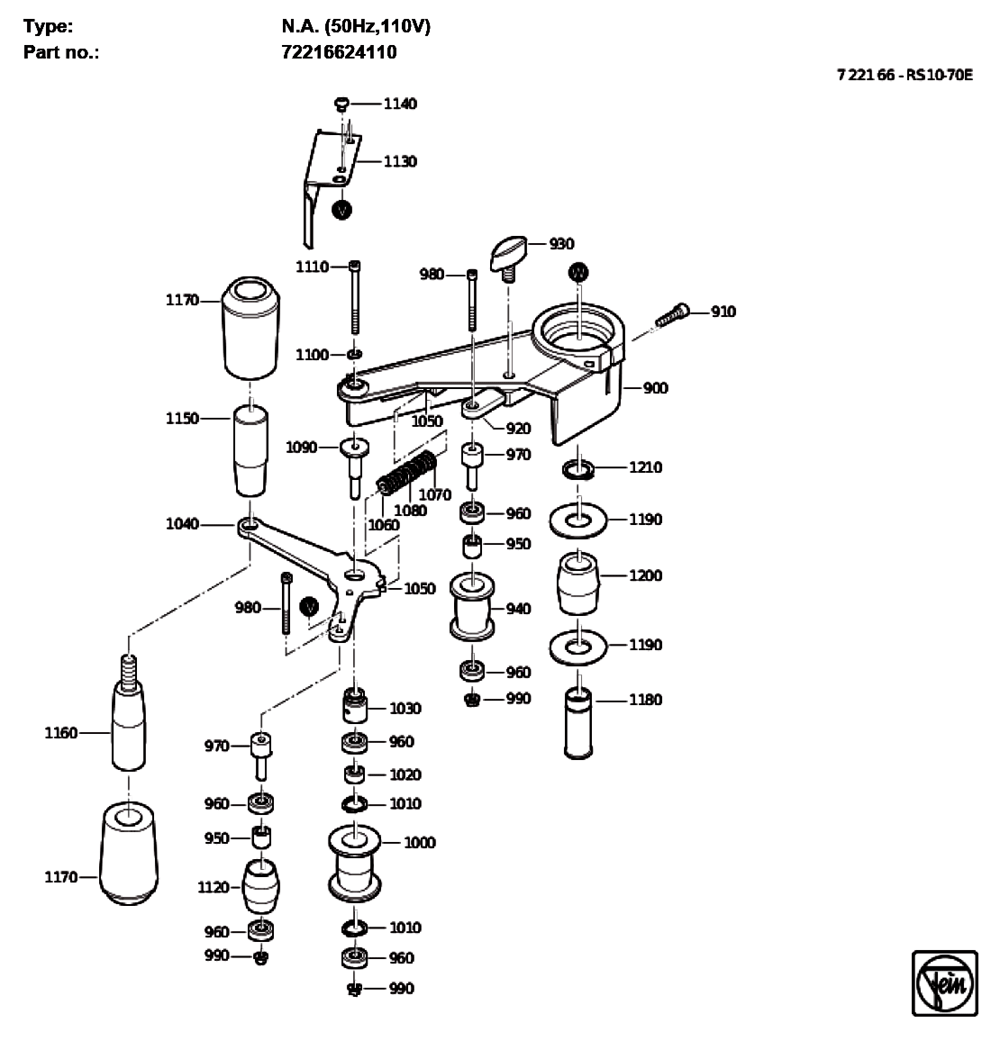 Figure 1 Diagram and Parts List for 72216624110  Fein Sander