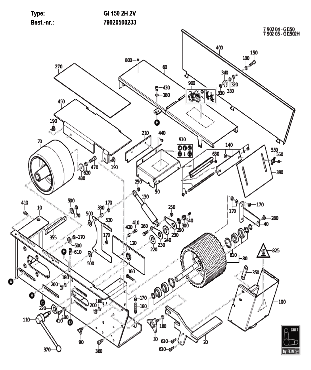 Figure 0 Diagram and Parts List for 79020500233  Fein Grinder