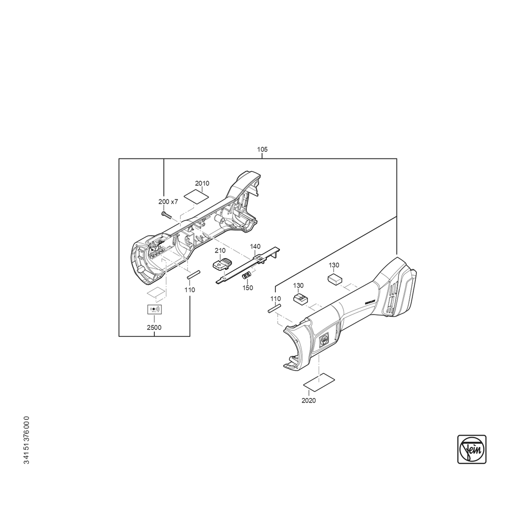 Diagram 2 Diagram and Parts List for 71230409940  Fein Die Grinder