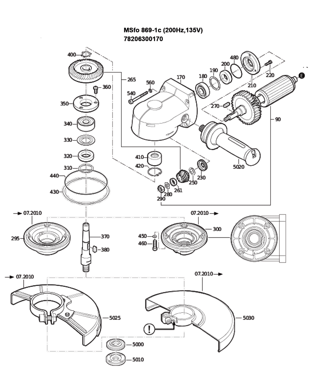Figure 0 Diagram and Parts List for 78206300170  Fein Grinder