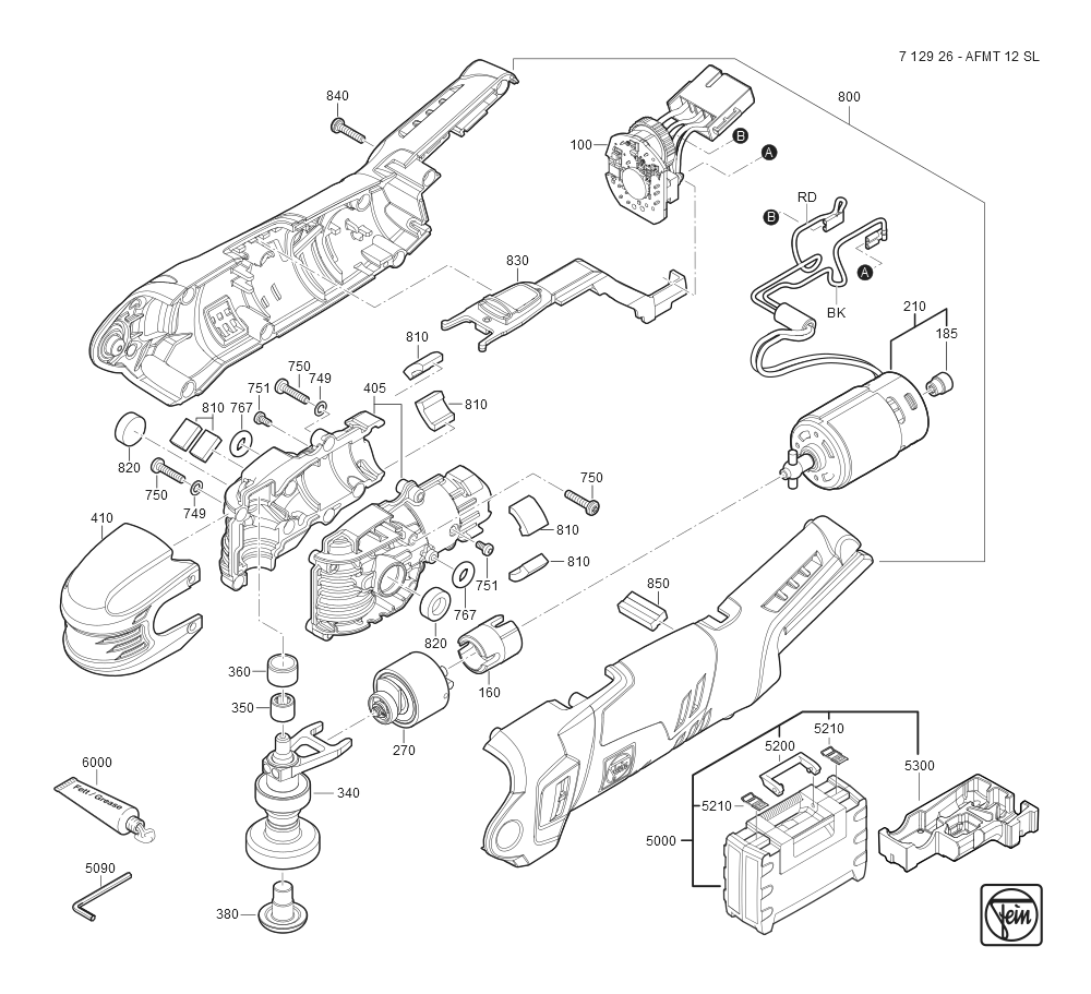  Diagram and Parts List for AFMT12SL 71292600920 Fein Multi-Tool