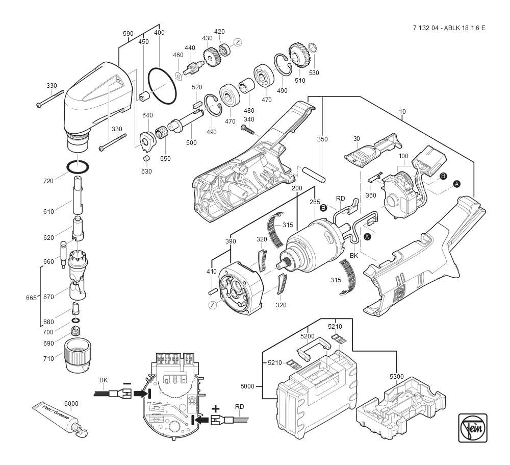  Diagram and Parts List for ABLK1816E 71320400940 Fein Nibbler & Shears