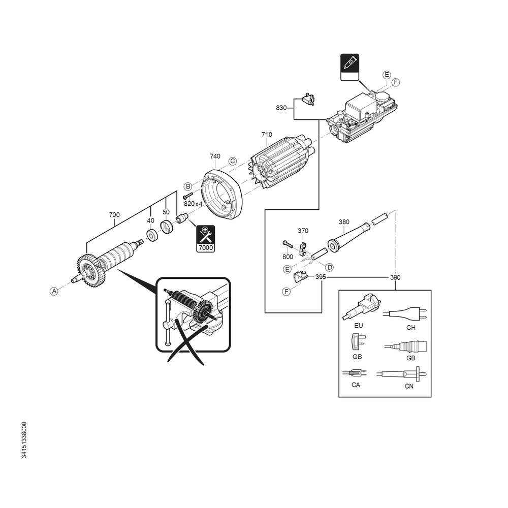 Diagram 2 Diagram and Parts List for 72227812360  Fein Sander Grinder