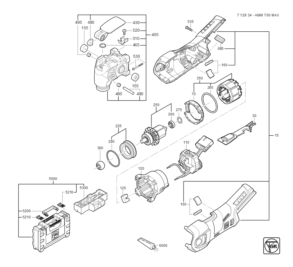  Diagram and Parts List for AMM700 71293400940 Fein Miscellaneous
