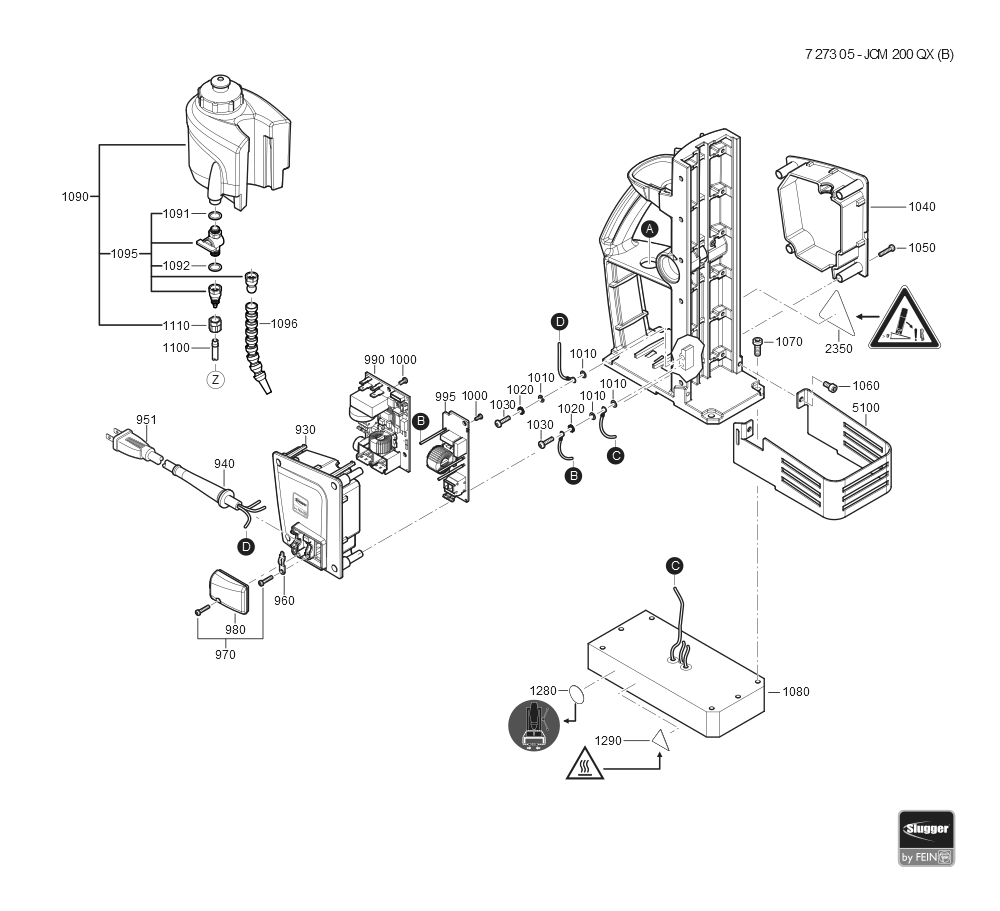  Diagram and Parts List for JCM200QX 72730509360 Fein Mortiser