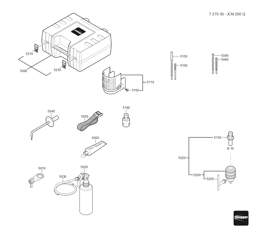  Diagram and Parts List for JCM200Q 72703612360 Fein Mortiser