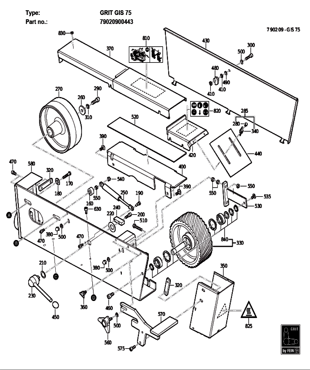 Figure 0 Diagram and Parts List for 79020900443  Fein Grinder