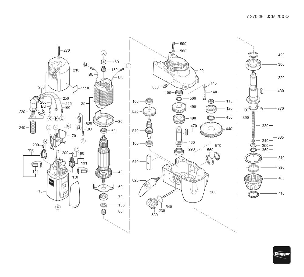  Diagram and Parts List for JCM200Q 72703612360 Fein Mortiser