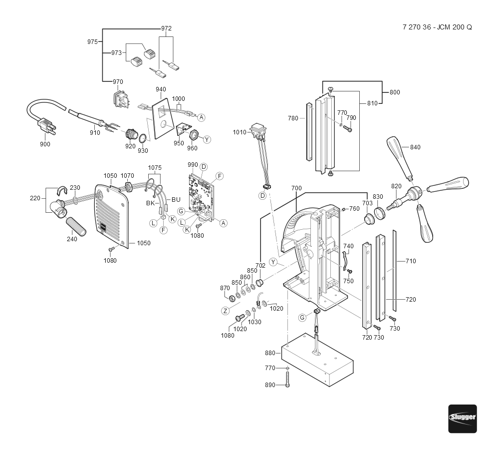  Diagram and Parts List for JCM200Q 72703612360 Fein Mortiser