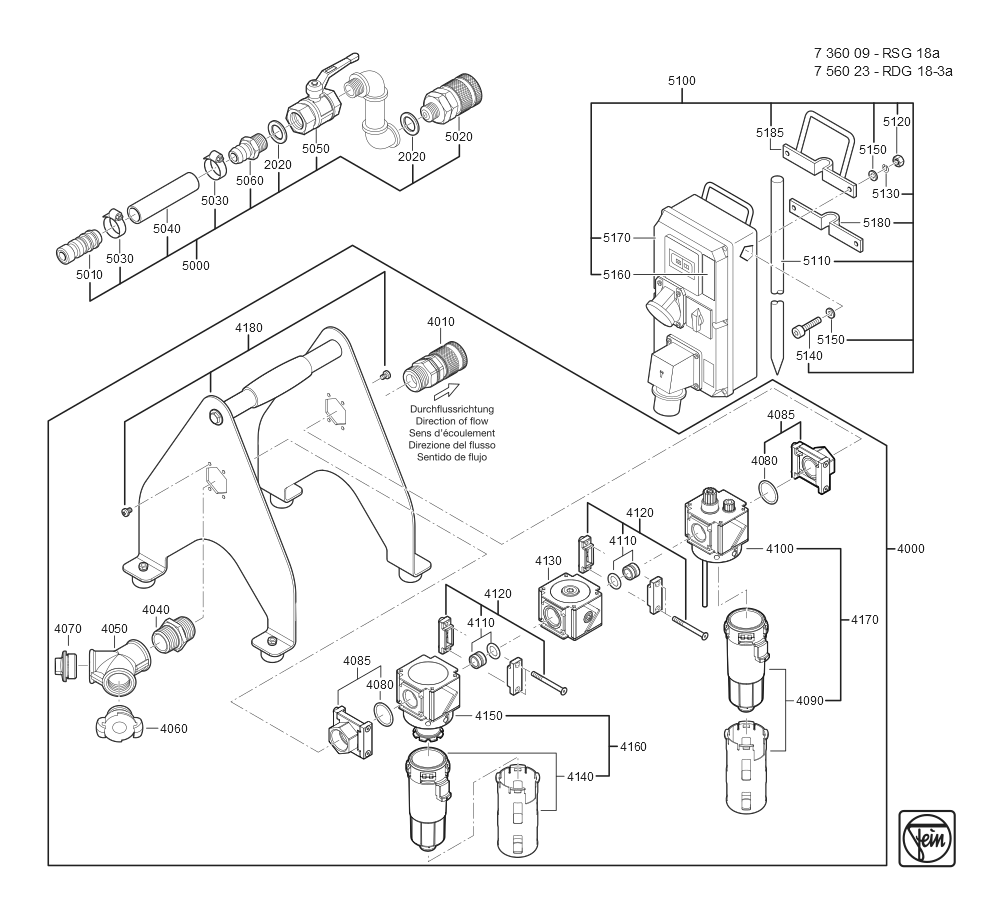  Diagram and Parts List for RDG,18-3A 75602300009 Fein Mill