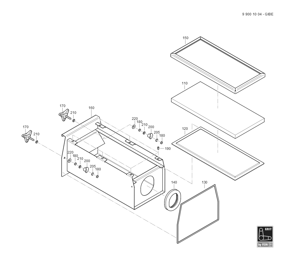  Diagram and Parts List for GRITGIBE 99001004020 Fein Belt or Drum Sander