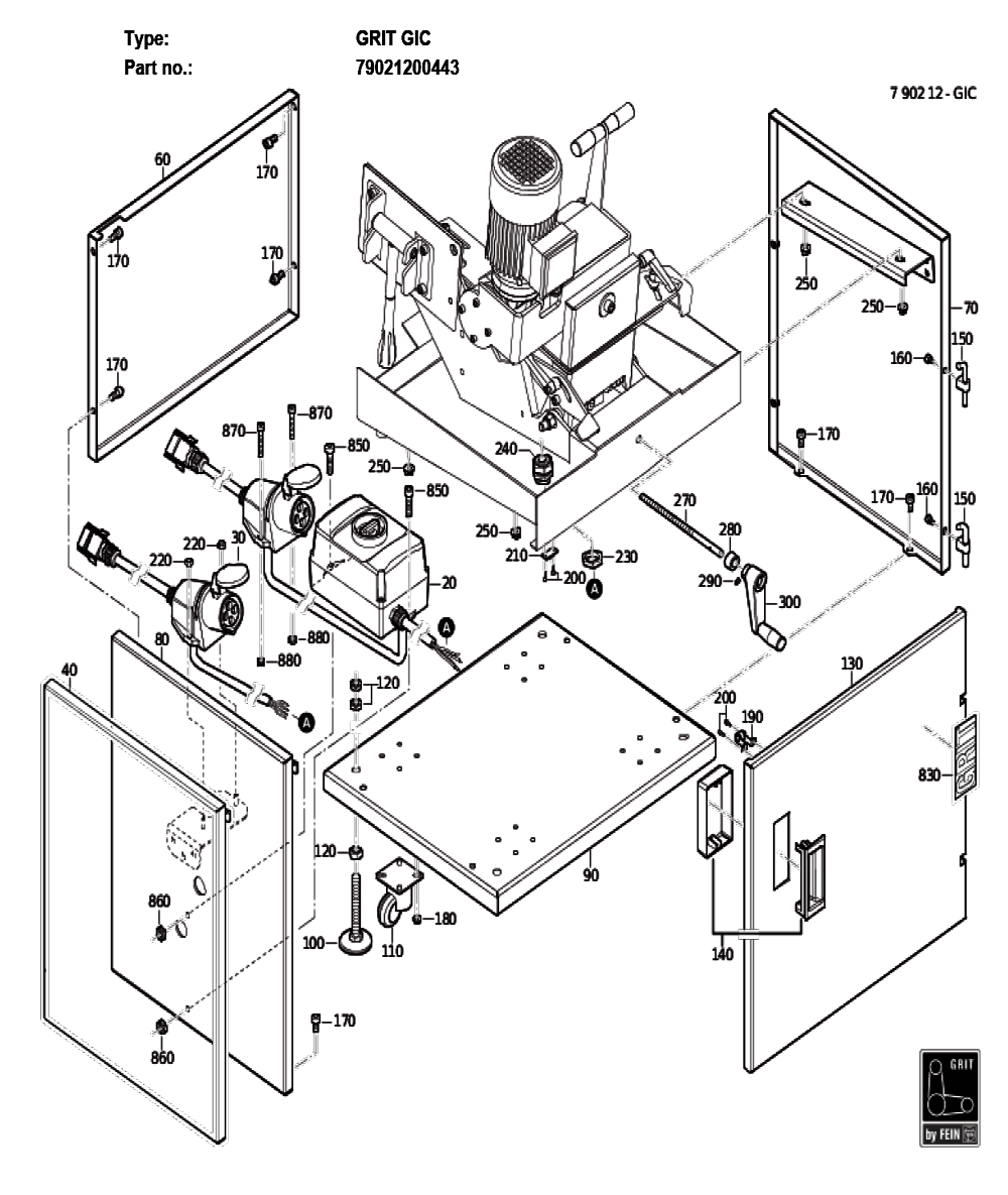 Figure 0 Diagram and Parts List for 79021200443  Fein Grinder