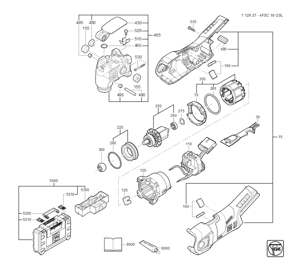  Diagram and Parts List for AFSC18QSL 71292700940 Fein Miscellaneous