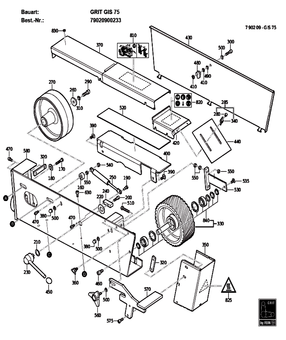 Figure 0 Diagram and Parts List for 79020900233  Fein Grinder