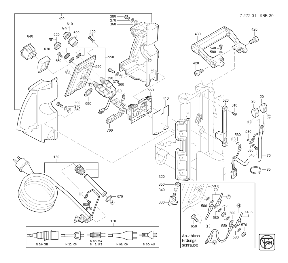  Diagram and Parts List for KBB30 72720109360 Fein Mortiser