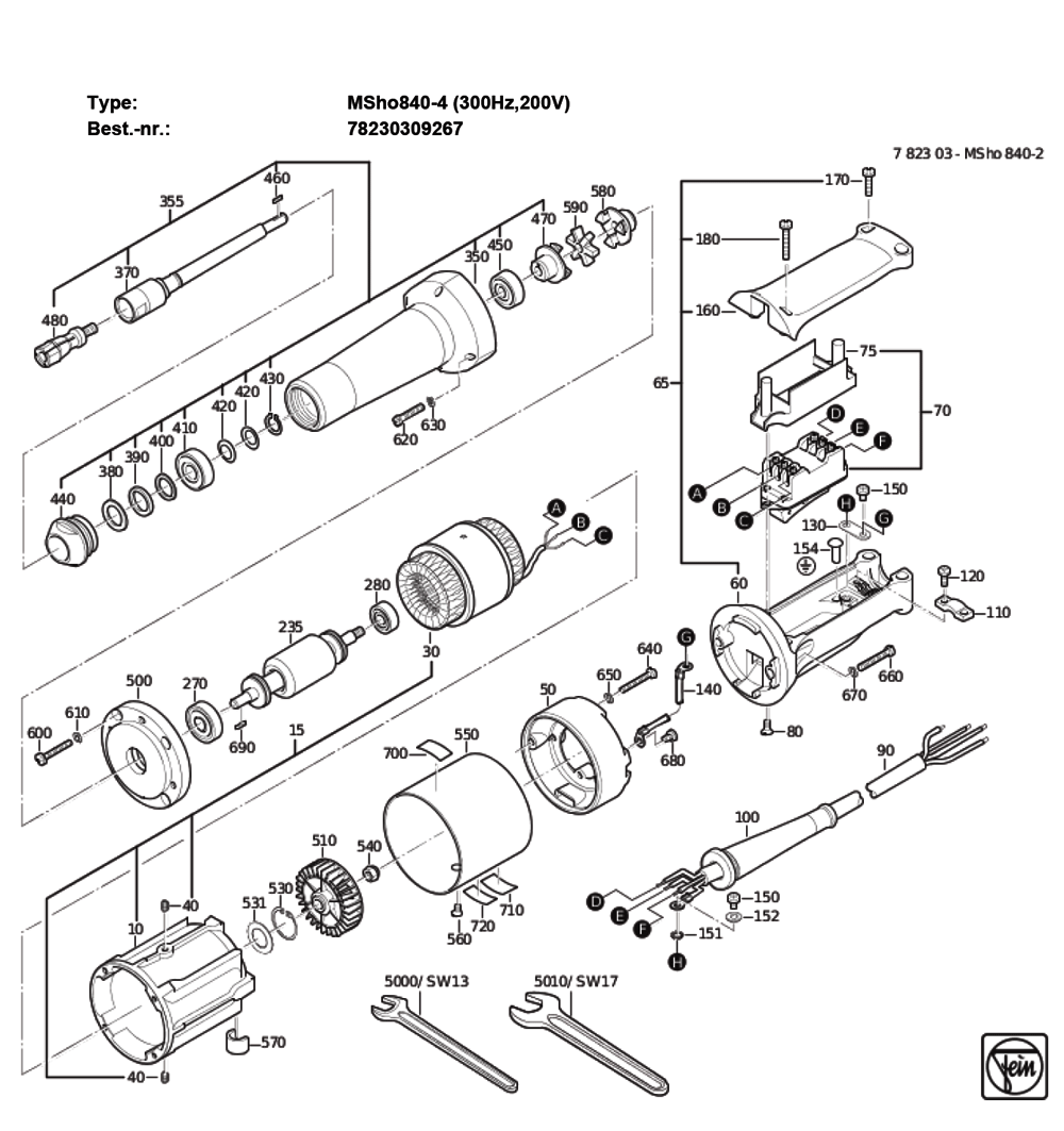 Figure 0 Diagram and Parts List for 78230309267  Fein Grinder