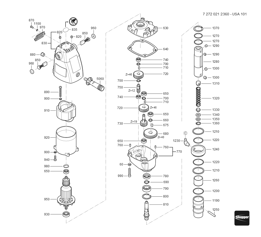 Diagram and Parts List for JHMUSA101 72720212360 Fein Mortiser