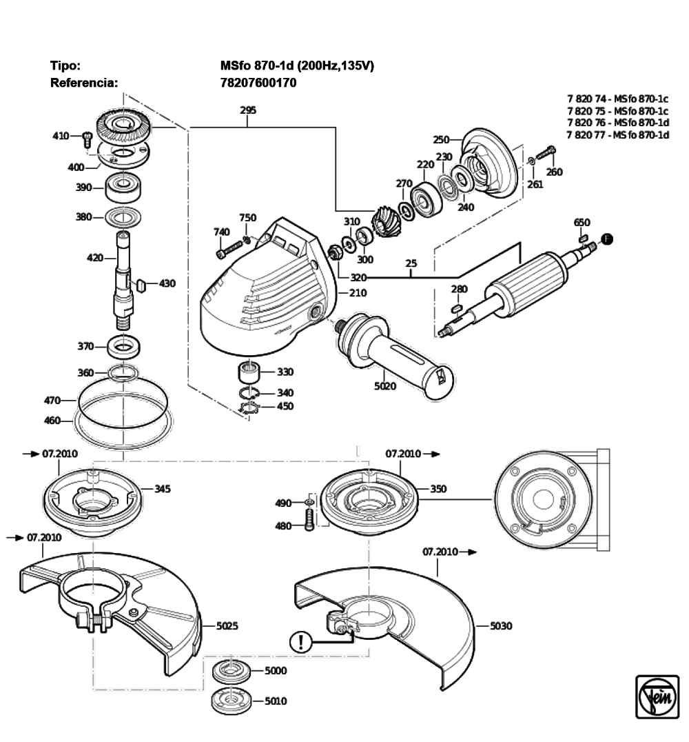 Figure 0 Diagram and Parts List for 78207600170  Fein Grinder