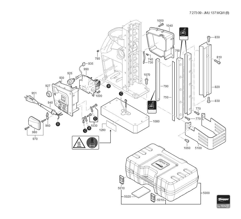  Diagram and Parts List for JMU137MQW 72730909110 Fein Mortiser