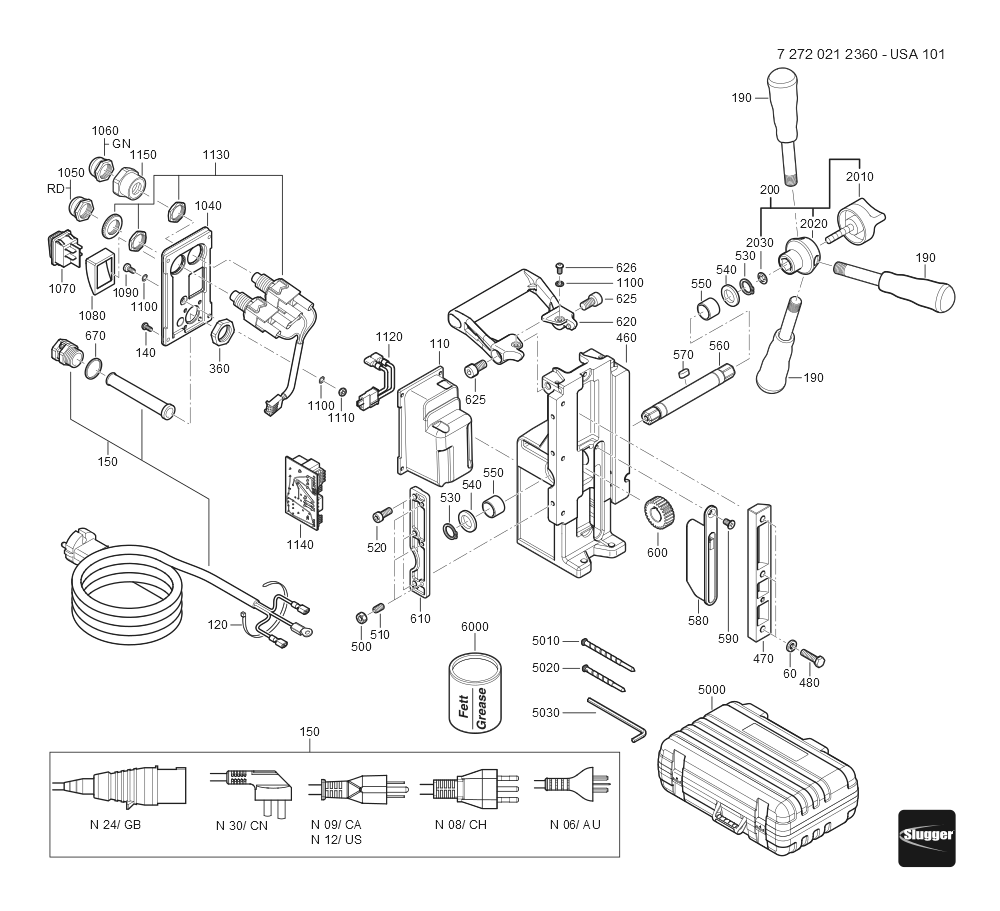  Diagram and Parts List for JHMUSA101 72720212360 Fein Mortiser