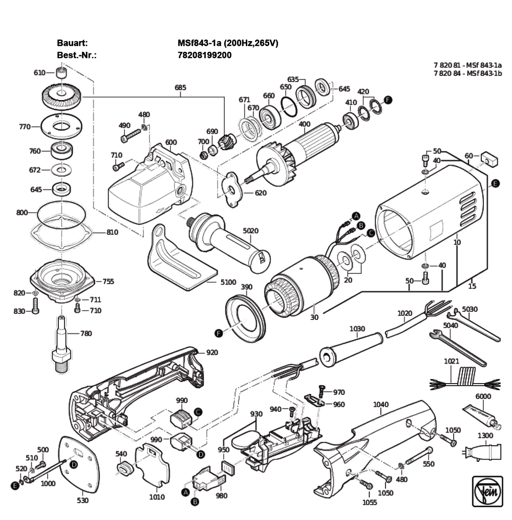 Figure 0 Diagram and Parts List for 78208199200  Fein Sander Polisher
