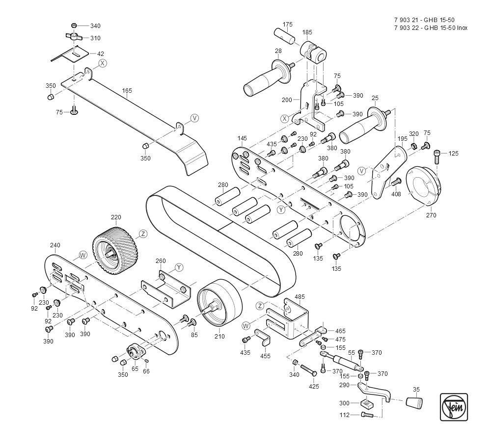  Diagram and Parts List for GRITGHB15-50 79032109124 Fein Belt or Drum Sander