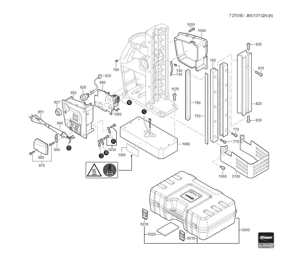  Diagram and Parts List for JMU137QW 72708509110 Fein Mortiser